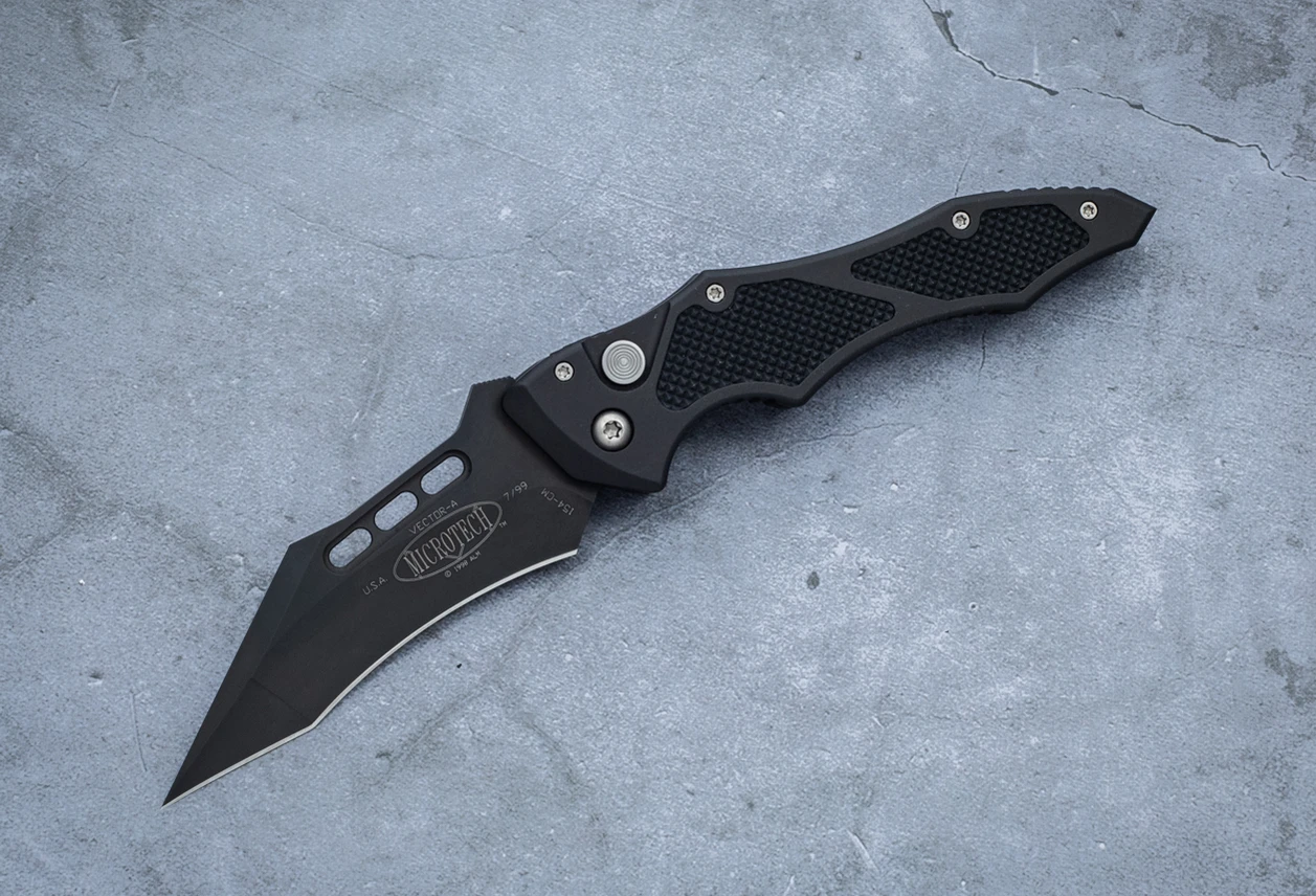 Microtech Knives Vector Automatic Knife Black Blade w/ Black Aluminum Handle - 07/1999