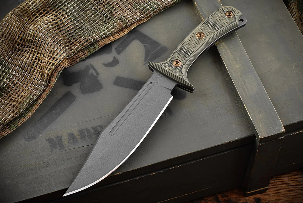 RMJ Tactical Jungle Combat Fixed Blade Knife Gray Cerakote Blade w