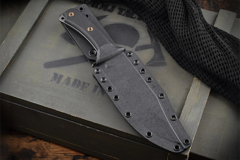 RMJ Tactical Jungle Combat Fixed Blade Knife Gray Cerakote Blade w