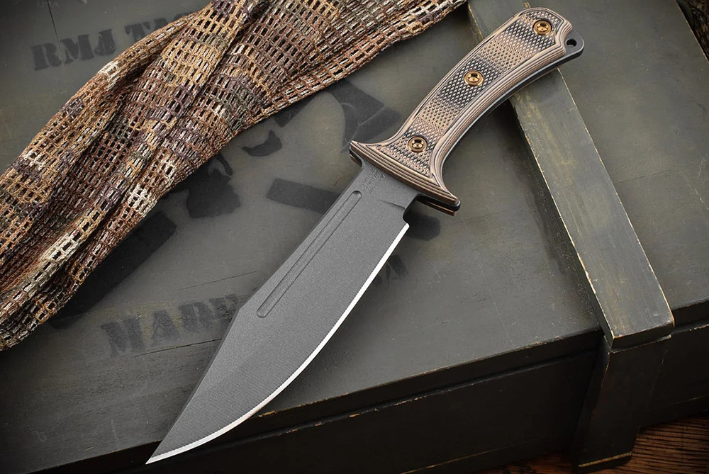 RMJ Tactical Jungle Combat Fixed Blade Knife Gray Cerakote Blade w