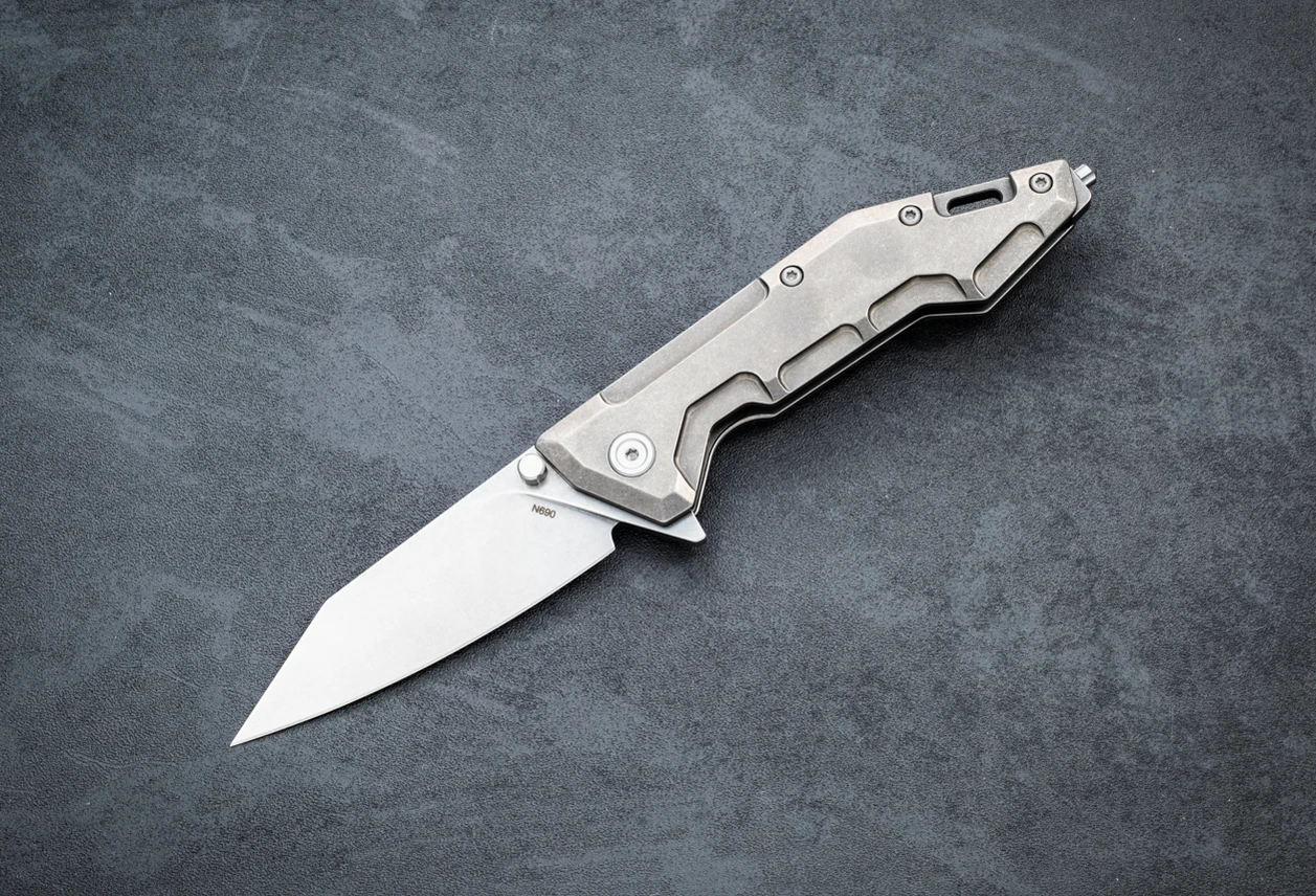 Raidops Centauro N690 Stonewash Blade w/ Titanium Handles and Pouch (Discontinued)