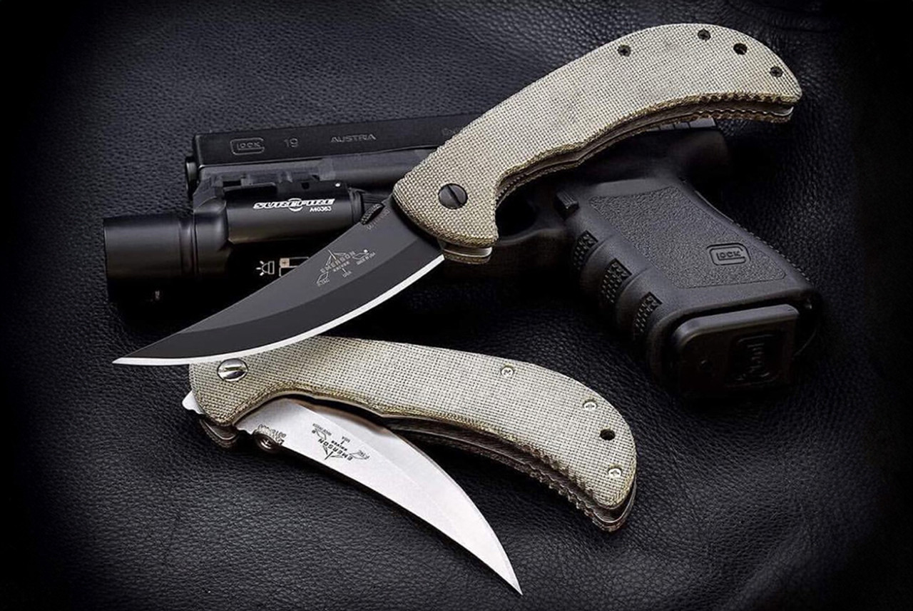 Ernest Emerson Persian Tactical Folder - Green Canvas Micarta - Black Blade & Hardware - PTACBT