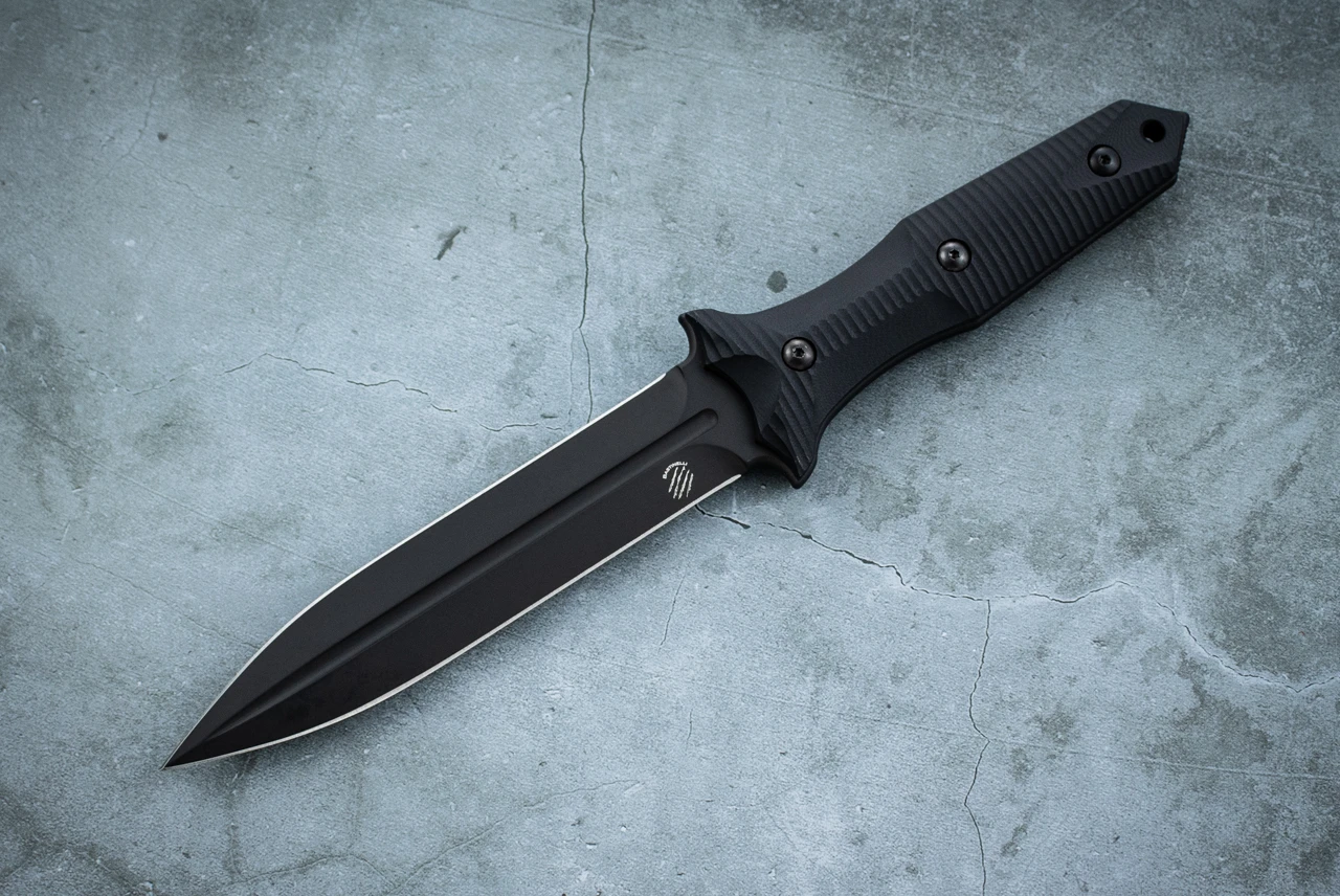 Bastinelli Creations GROZO Fixed Blade Knife Black Blade w/ G-10 Handles and Sheath
