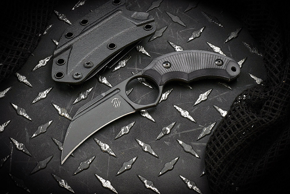 Bastinelli Creations Harpy Fixed Blade Knife Black Blade w/ Black