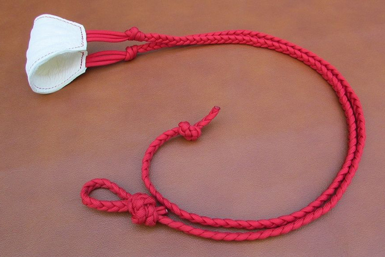 D3 Protection Shepherds Sling Red Braided Paracord w/ a Deer Skin Pouch