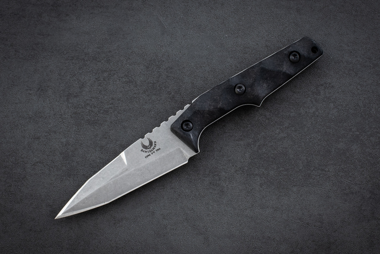 Ben Bawidamann Blades Huginn Dagger Stonewashed Blade w/ Sheath and Discreet Carry Concepts Clip