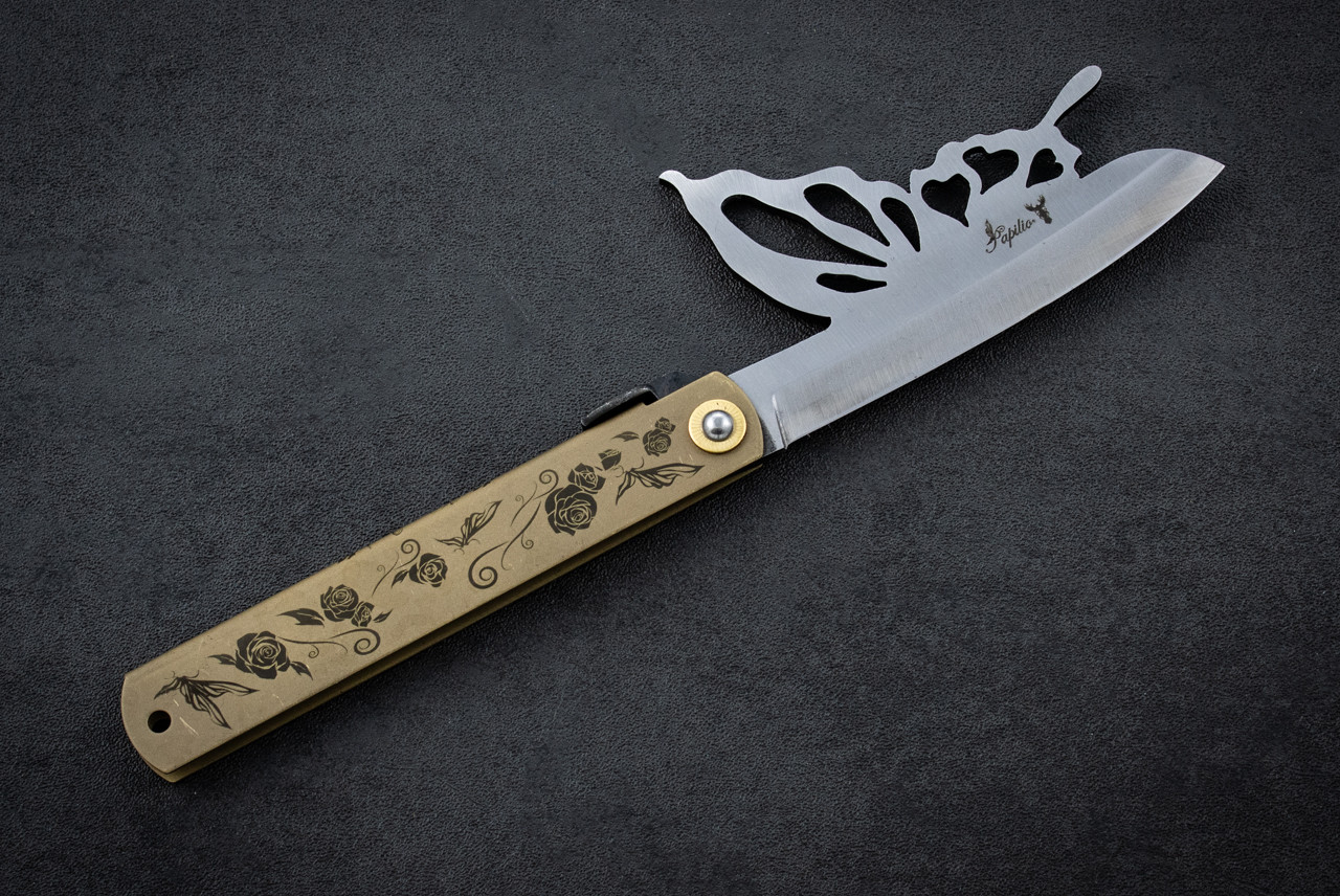 Higonokami knives Papilio Butterfly Friction Folder Blue Steel