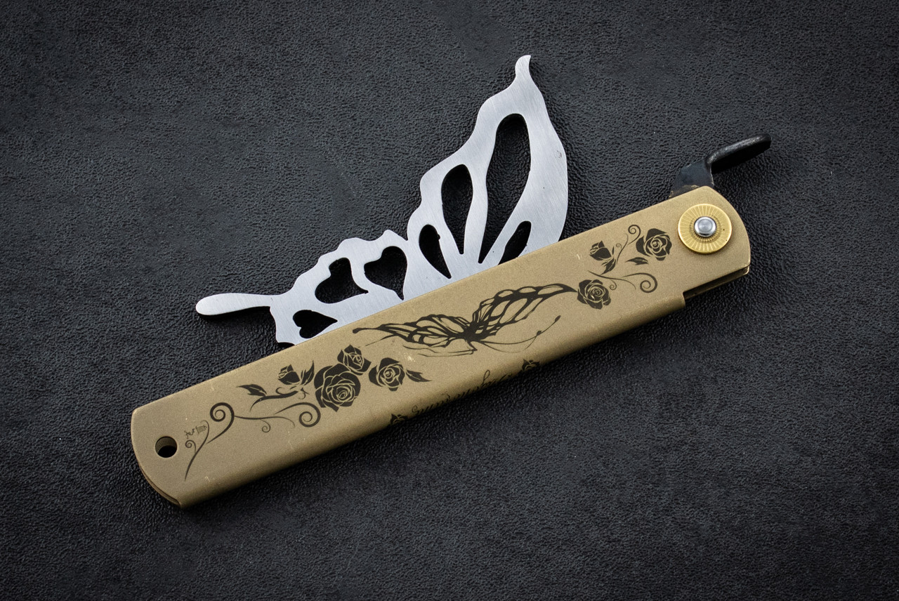 Higonokami knives Papilio Butterfly Friction Folder Blue Steel