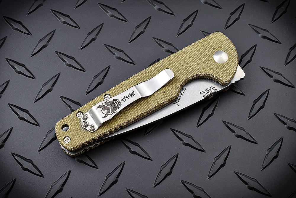 Emerson Knives Tanto Right Hand Grind Green Canvas Micarta Satin
