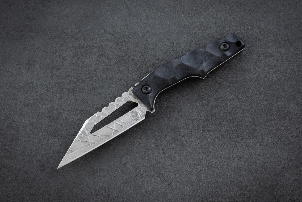 Ben Bawidamann Blades Stark V2 Acid Etched Silver w/ Sheath and Discreet Carry Concepts Clip