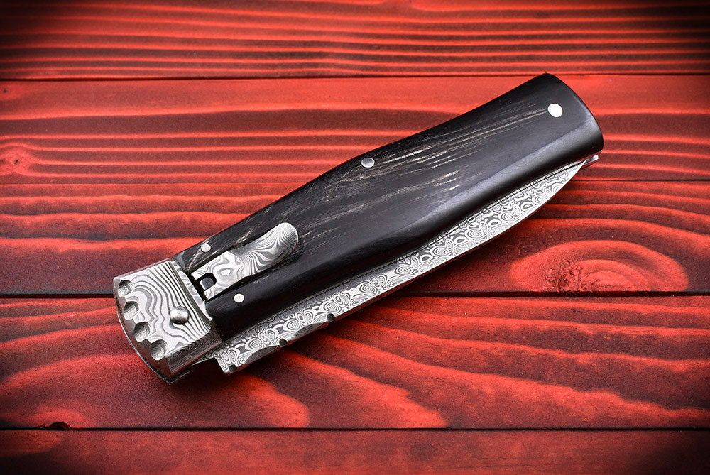miko Mikov Knives Panther Lever Lock Automatic Knife Buffalo Horn