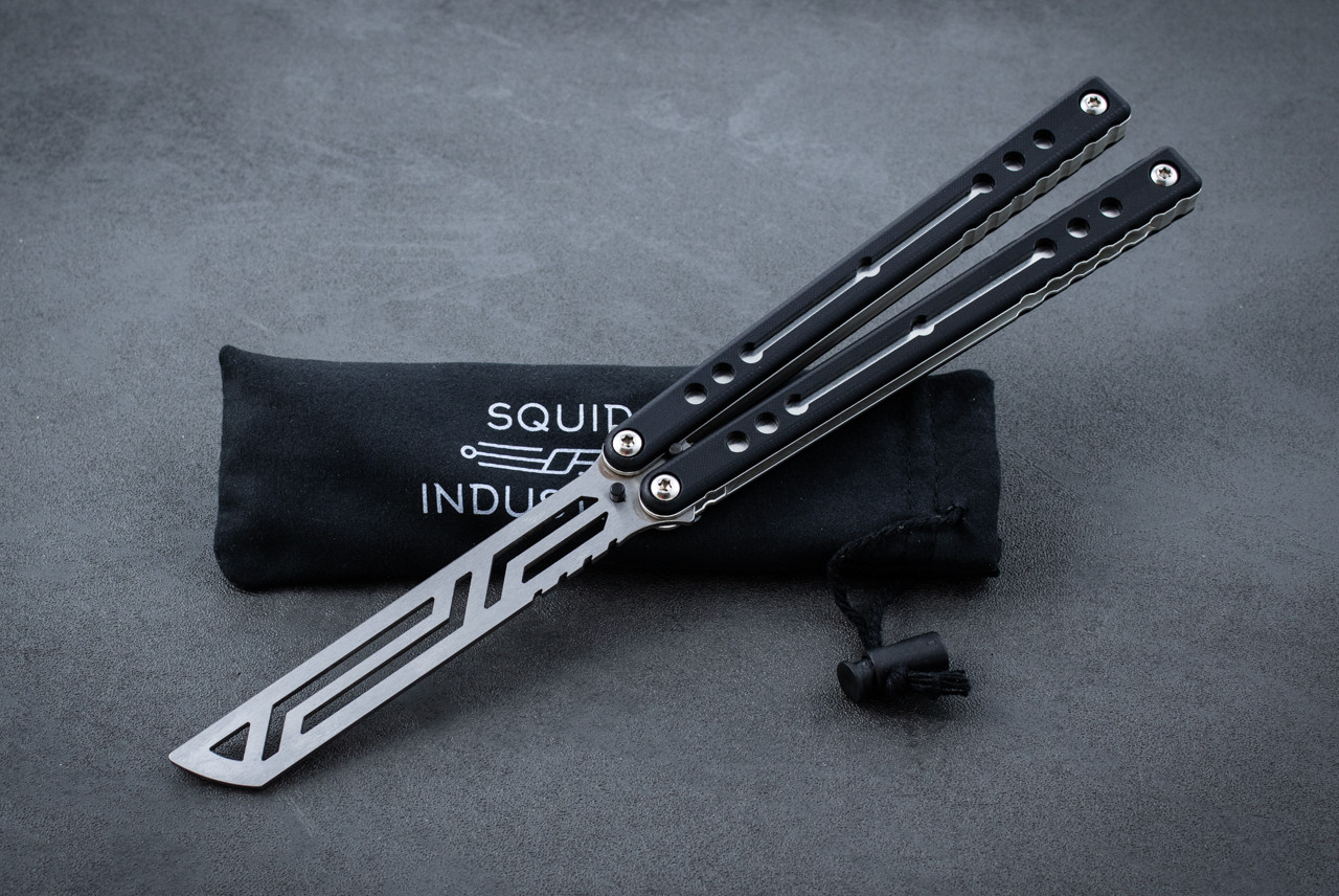 Squid Industries Inked Triton V2 Butterfly Balisong Black Trainer