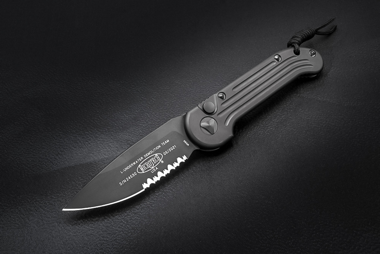 Microtech Knives L.U.D.T. Automatic Knife Tactical Partially Serrated Black Blade w/ Black Handle 135-2T