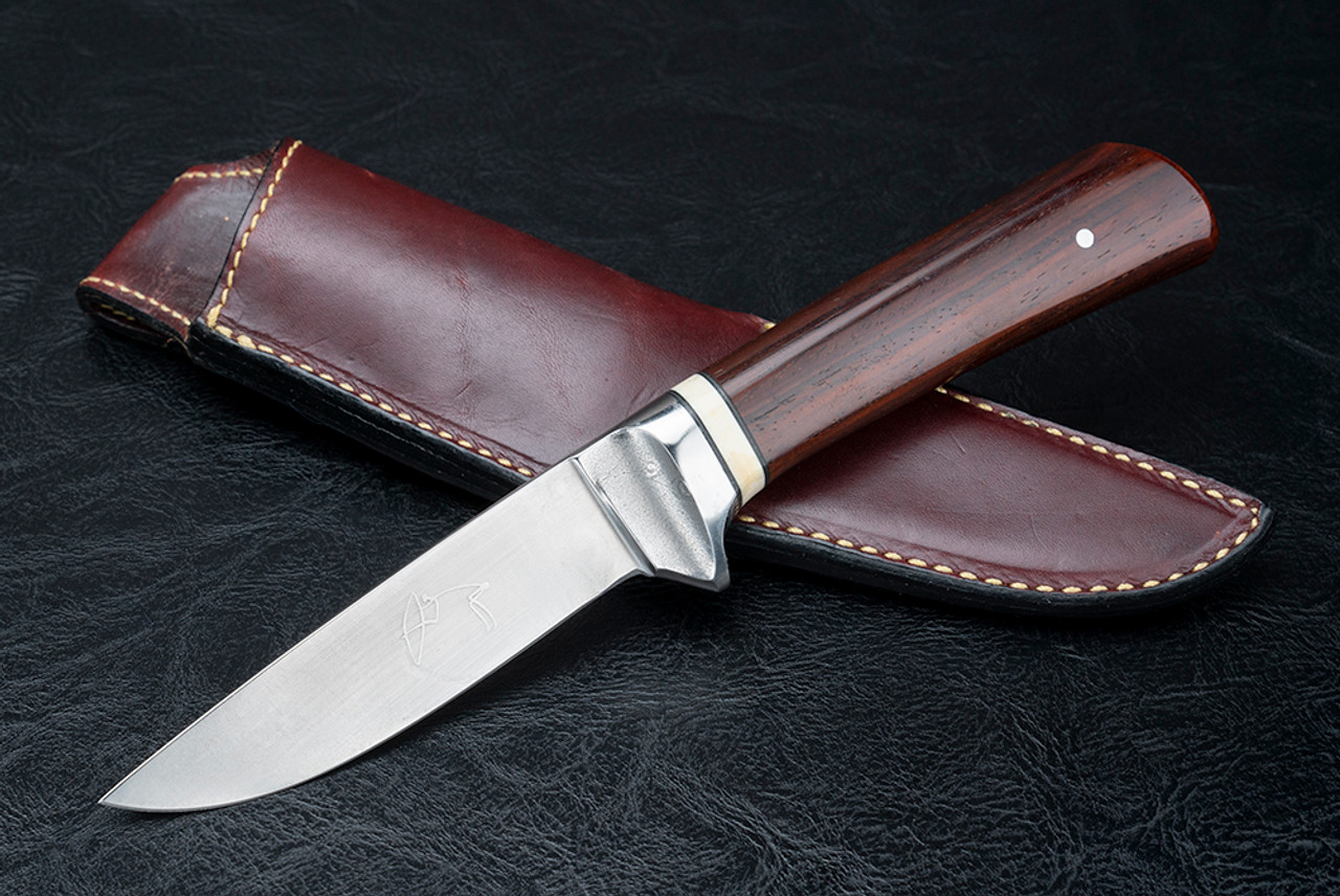David Boye Dendritic Cobalt Hunter Sheepsfoot Blade w/ Zytel Handle and Leather Sheath
