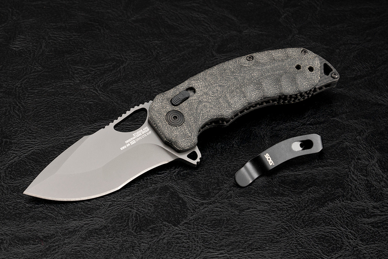 SOG Knives Kiku XR LTE Blackout XR-Lock Knife Black Blade w/ Black Micarta Handle - 12-27-04-57