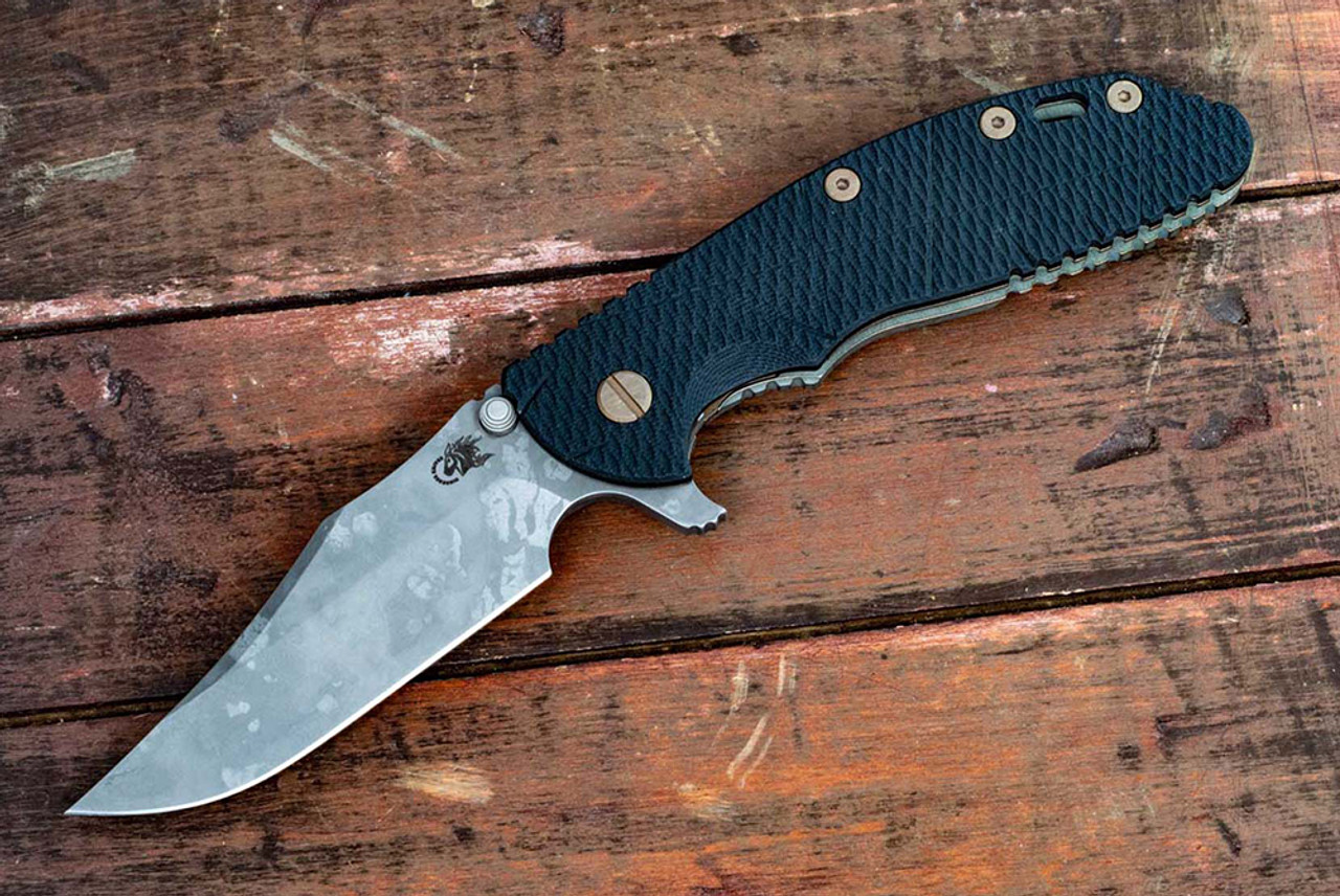 Rick Hinderer Knives XM-24 Bowie BattleField Pickup Blade w/ Frame Lock and Black G10 Handle