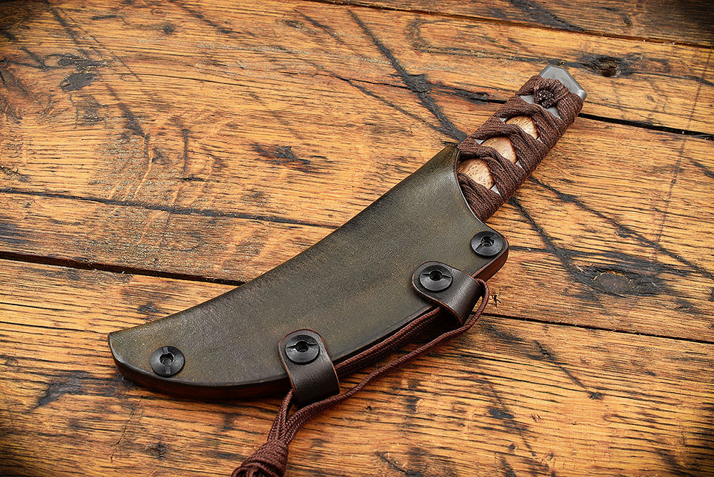 Vasana Bladeworks Fixed Blade Tanto w/ Hamon Brown Ito Wrapped