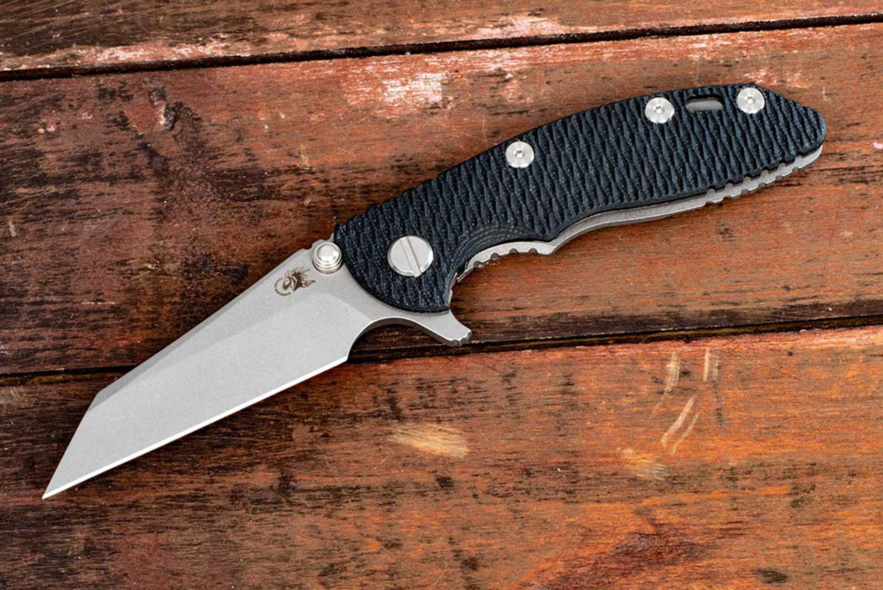 Rick Hinderer Knives XM-18 3.0" Wharncliffe Working Finish Blade w/ Frame Lock and Black G10 Handle