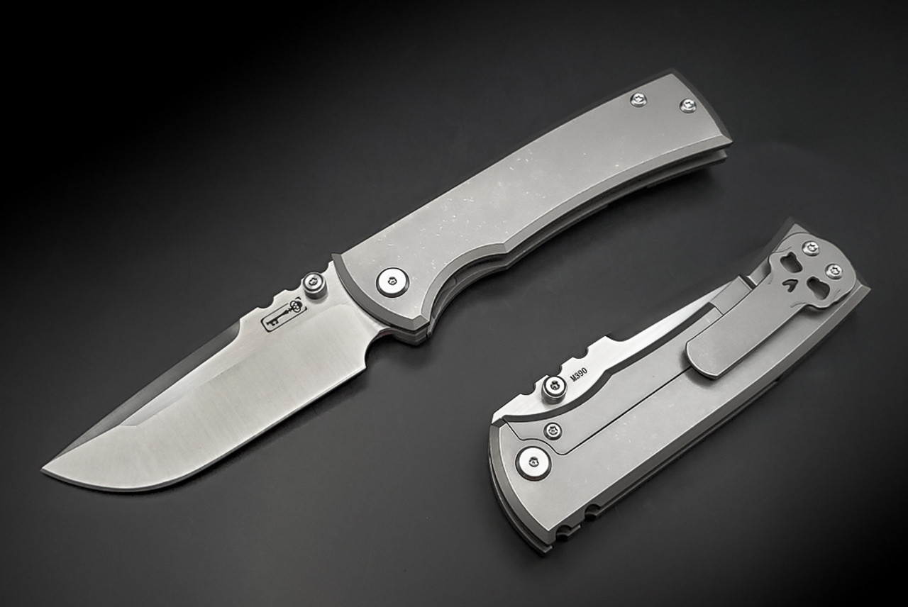 Chaves Knives Ultramar Redencion 229 Belt Satin Drop Point Blade w/ Smooth Stonewashed Titanium Handle  - 229/RDP/SWTI/BF