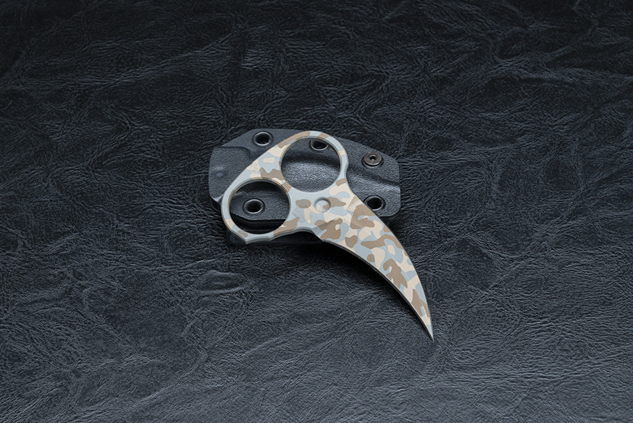 McNees Custom Knives PM Retainer Backup Fixed Blade Desert Camo Finish w/ Kydex