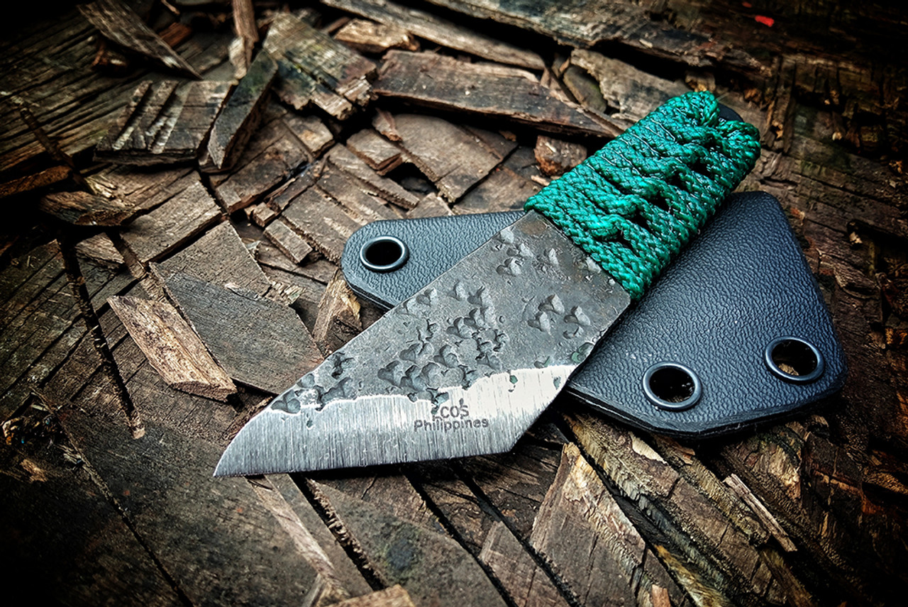 Ecos Knives Small Kiridashi Knife Teal Cord w/ Kydex Sheath