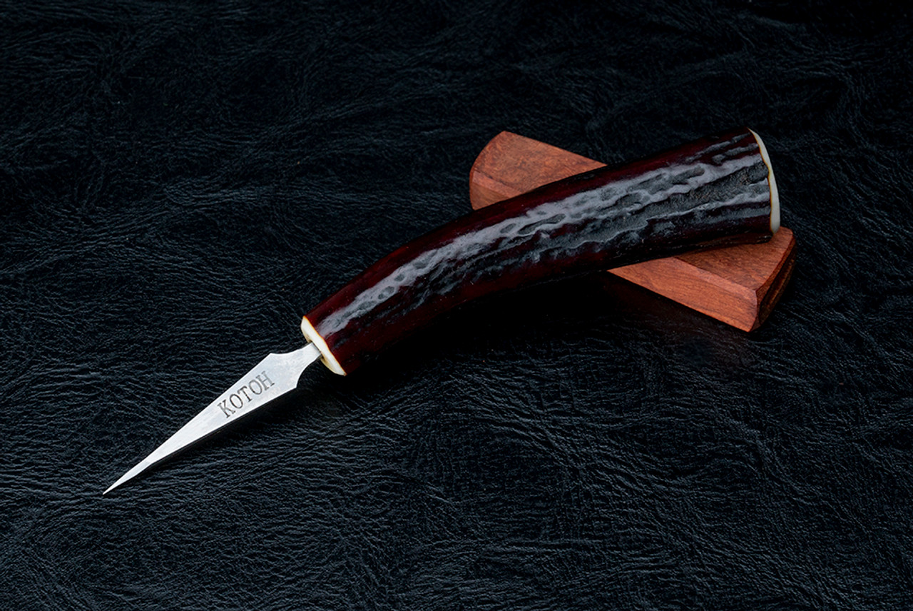 Kotoh Knife Works 5.38" Kotoh-I Ice Pick Stag Horn Handle w/ Wood Sheath 
