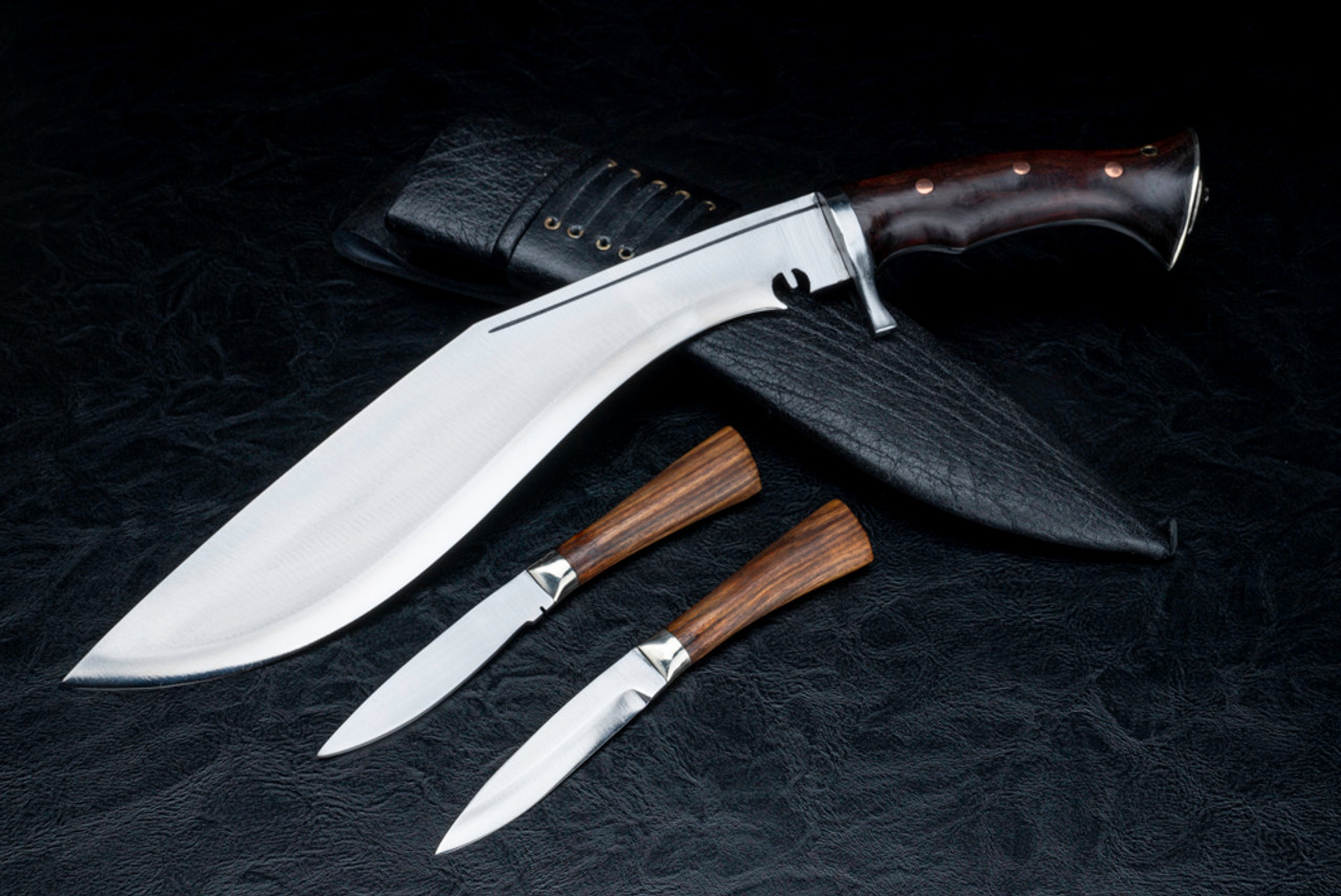 GGK 12" The Hunter Khukuri / Kukri Knife Rosewood w/ Copper Rivet Handles and Sheath