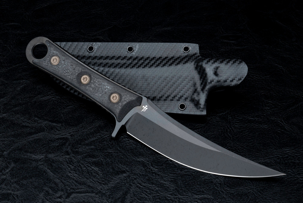 Microtech Knives / Borka Blades SBK Signature Series S/E Fixed Blade Knife Black Blade w/ Carbon