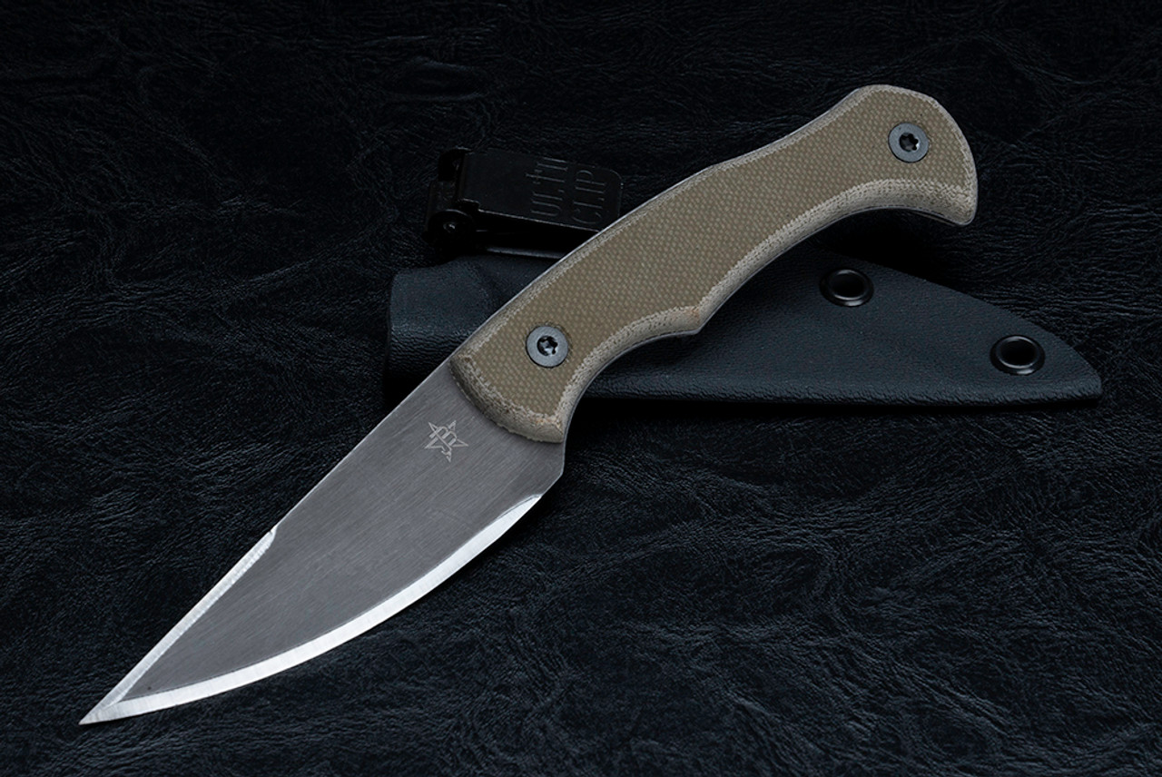 JB Knife and Tool Ditch UtiliPik Fixed Blade Knife Black Blade w/ OD Green Canvas Micarta And Kydex