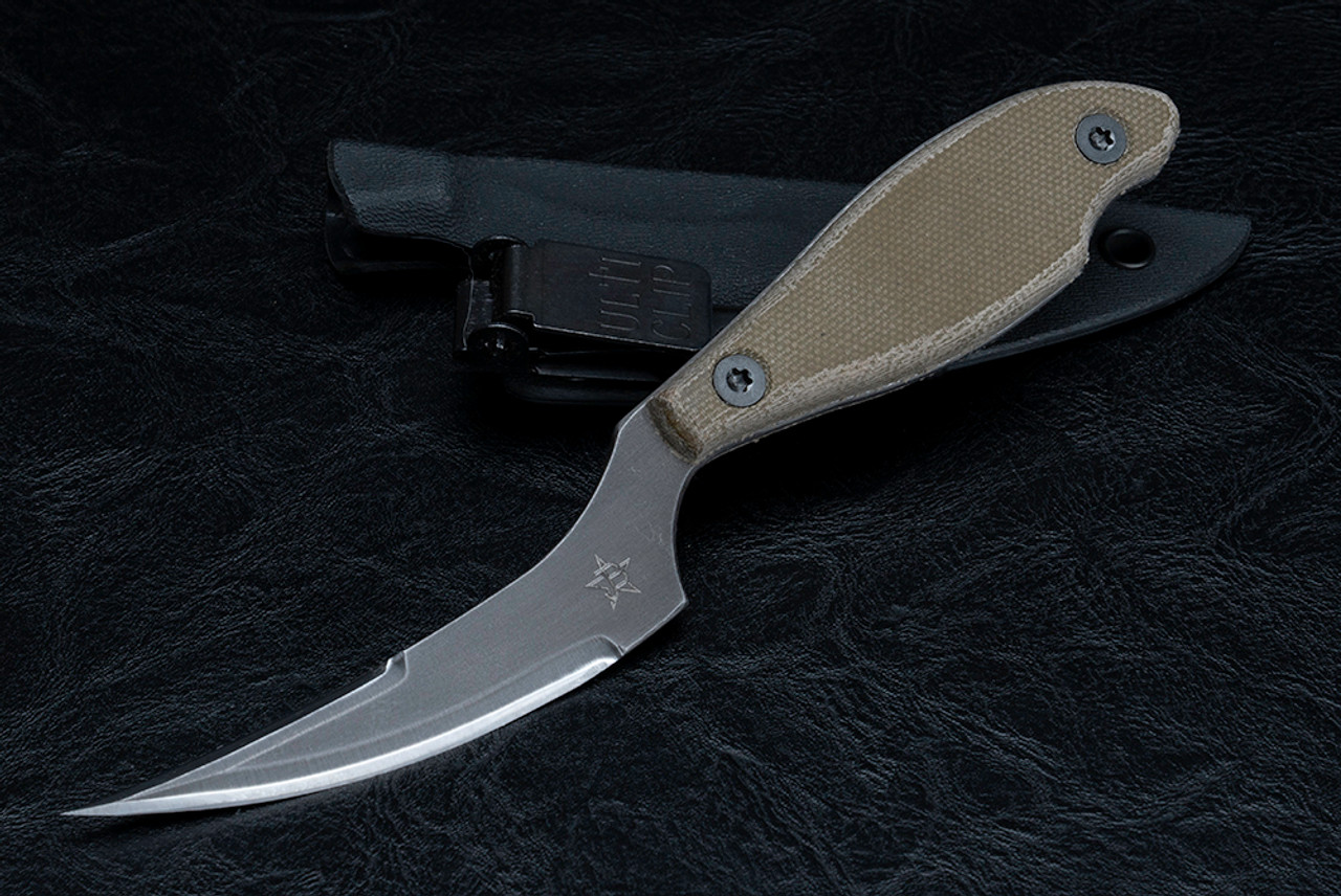 JB Knife and Tool The Goblin Fixed Blade Knife Black Blade w/ OD Green Canvas Micarta And Kydex