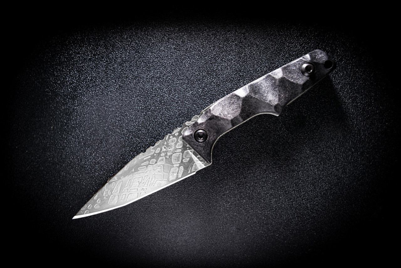 Bawidamann Blades Muninn Slicer Grind Acid Etched Silver w/ Discreet Carry Concepts Clip