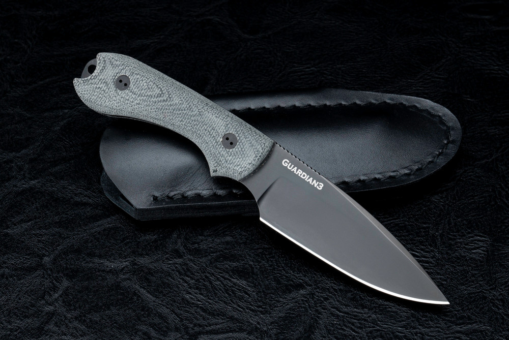 Bradford Knives Guardian 3 Fixed Blade N690 Black DLC Finish w/ 3D