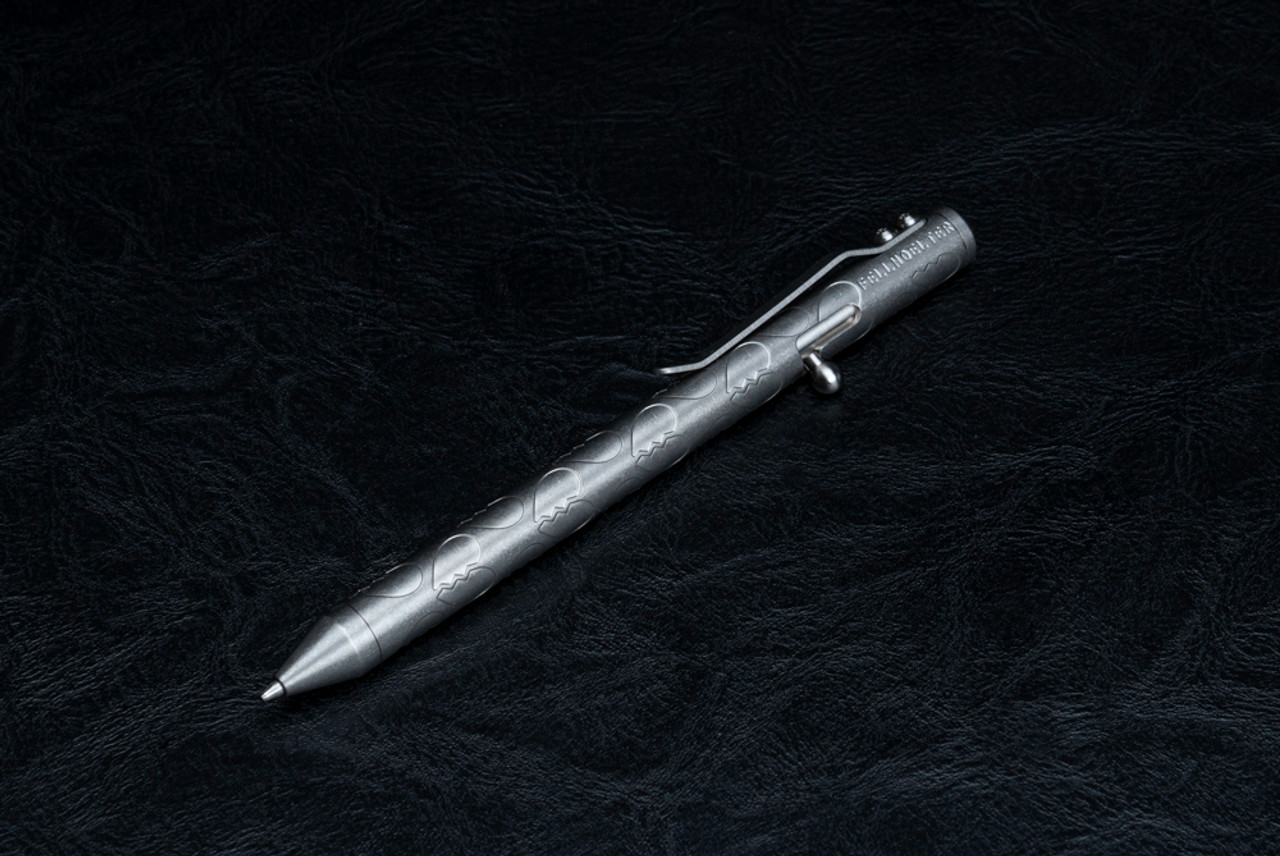 Fellhoelter Knives TiBolt Full Size Stonewashed Titanium Pen w/ Heartbreaker Engravings