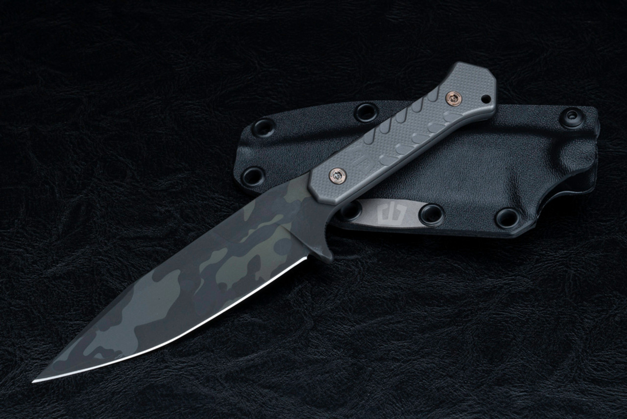 Blackside Customs Fedele Fixed Blade Knife Multicam Blade w/ Gray Titanium Handles And Sheath  - BSC-X