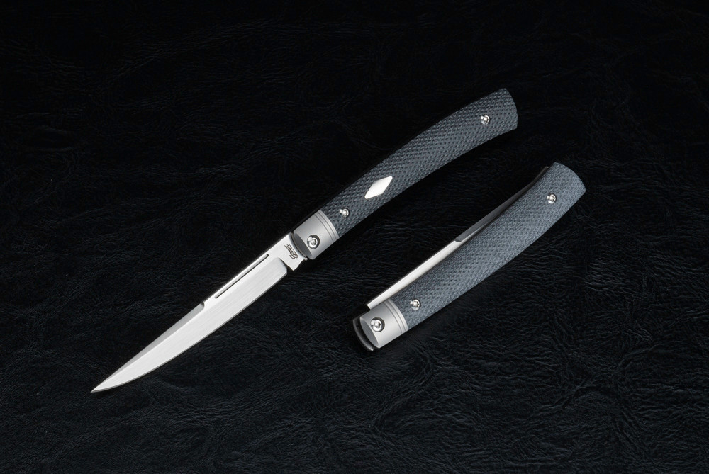 Esnyx Silver Line Barracuda Slipjoint Damasteel Etched Blade