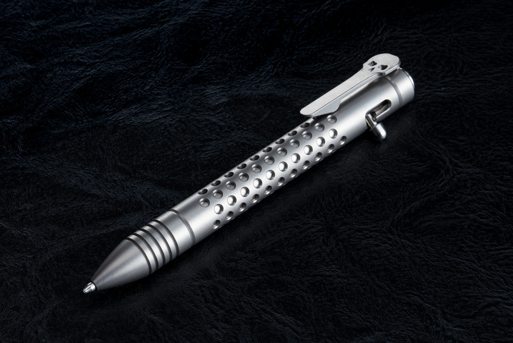 Chaves Knives Bolt Action Titanium Pen Stonewashed Finish w/ Dots