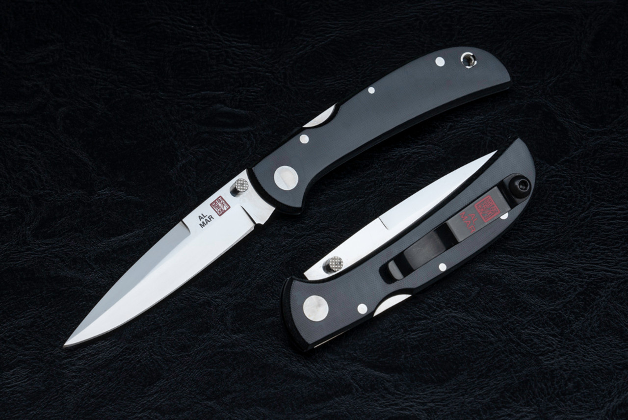 Al Mar Knives Falcon Ultralight Folding Knife Satin Talon Blade w/ Black Linen Micarta Handle - 1003UBK1T