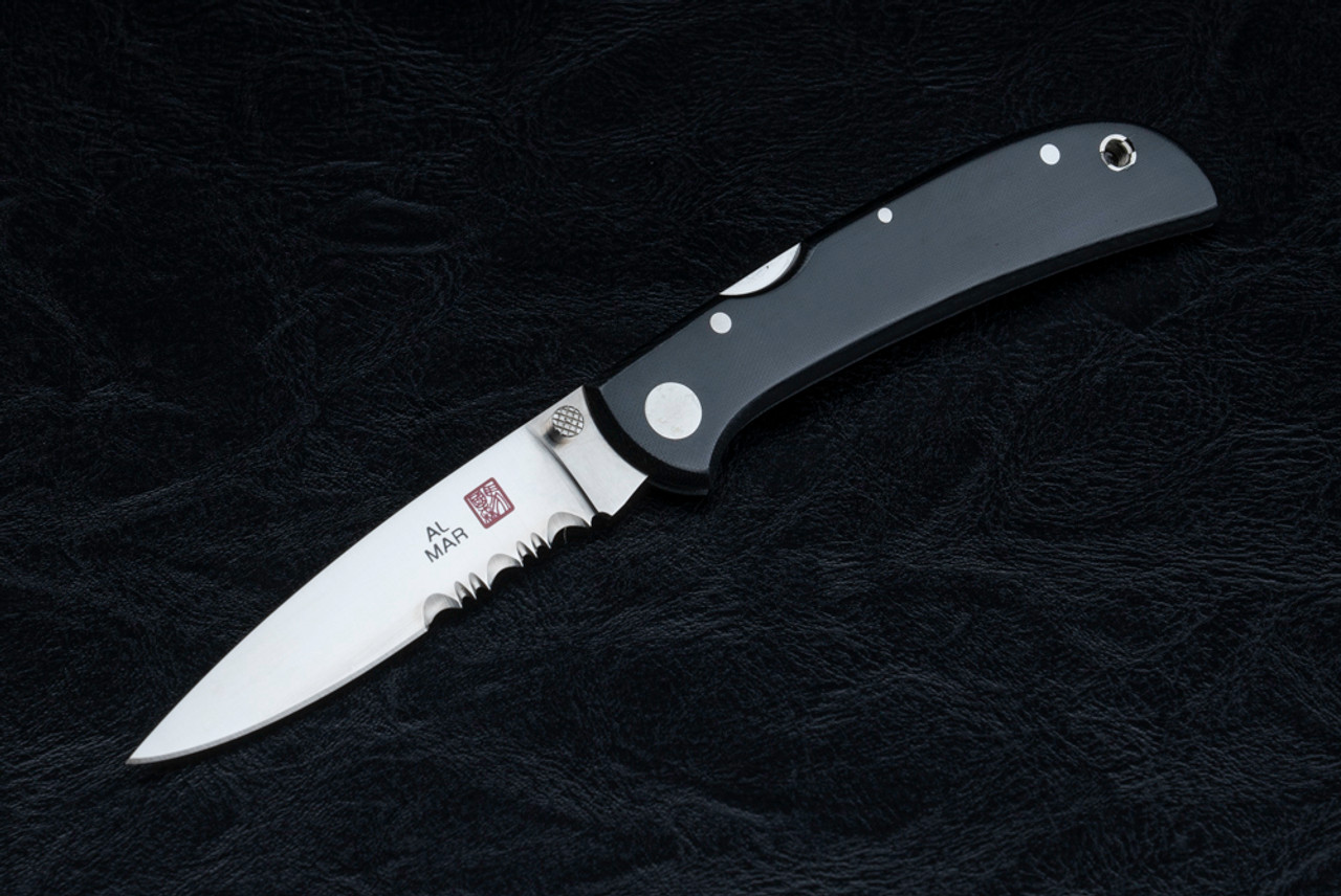 Al Mar Knives Falcon Ultralight Folding Knife Satin Blade w/ Black Linen Micarta Handle Serial #002 of 200 - 1003UBK4