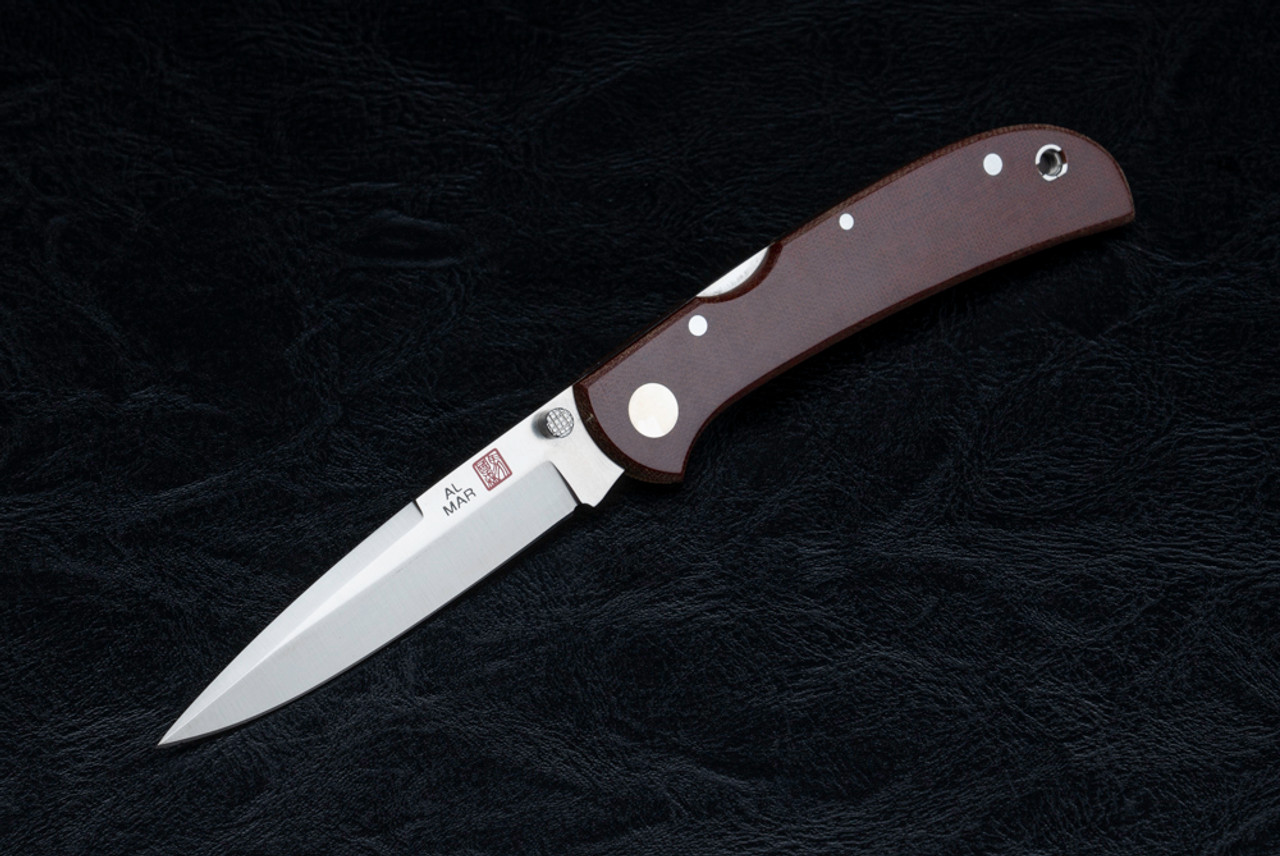 Al Mar Knives Falcon Ultralight Folding Knife Satin Talon Blade w/ Brown Canvas Micarta Handle Serial #001 of 200 - 1003UBN2T
