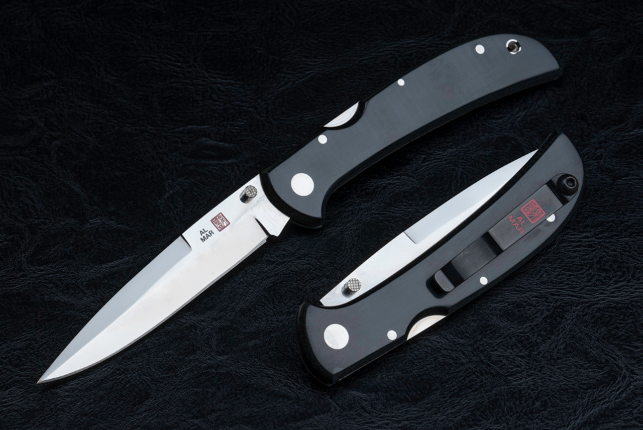 Al Mar Knives Eagle Ultralight Folding Knife Satin Talon Blade w/ Black Linen Micarta Handle - 1005UBK1T