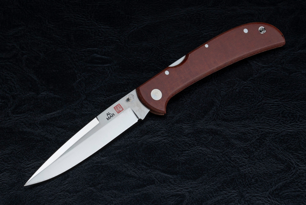 Al Mar Knives Eagle Ultralight Folding Knife Satin Talon Blade w/ Brown Canvas Micarta Handle Serial #001 of 200 - 1005UBN2T