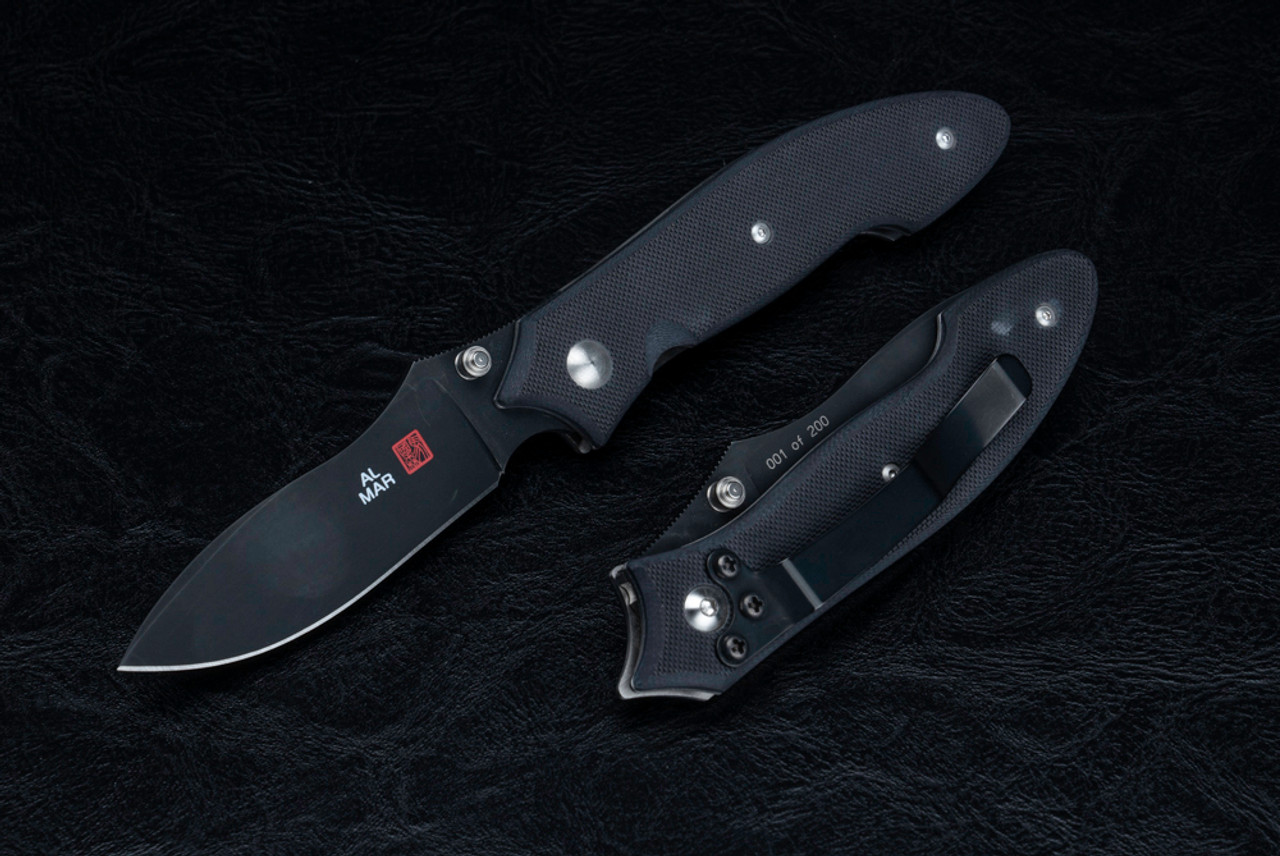Al Mar Knives Nomad Folding Pocket Knife Black Blade w/ Black G-10 Handles - ND-2B