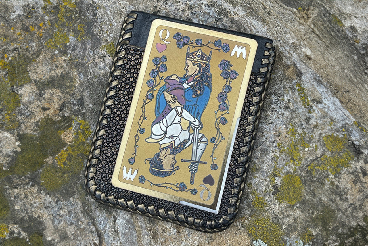 Mummert Knives Gold Queen of Hearts Ti Cutting Card