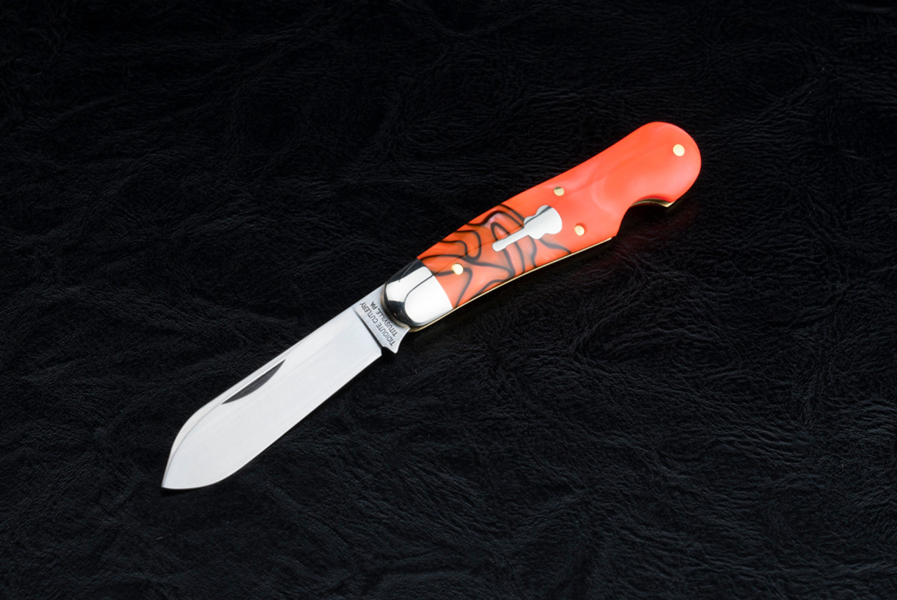 Great Eastern Cutlery Tidioute Cutlery Dog Leg Jack Slipjoint Satin Blade w/ Orange Scramble Handle - 562123EO 