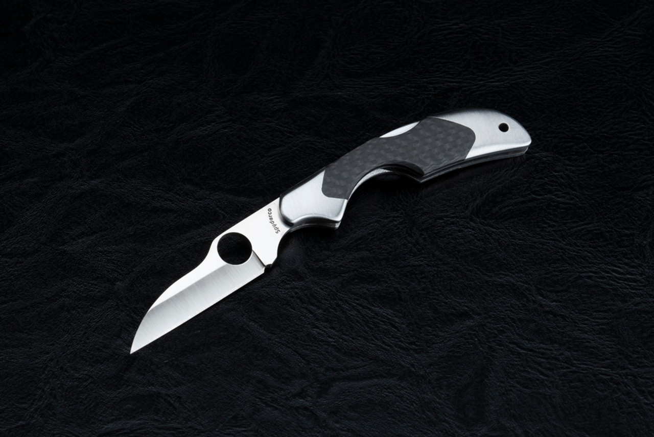 Spyderco Knives Kiwi Pocket Knife Satin Blade w/ Carbon Fiber/Stainless Steel Handles  - C75CFP