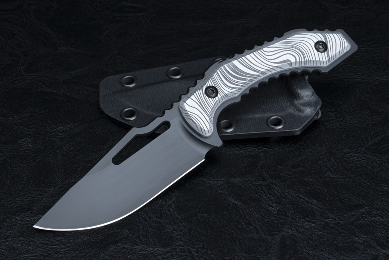 Skyraider Knives SRK-1 Mustang Hollow Grind Graphite Black Blade w/ Beskar Aluminum Handles and Kydex 