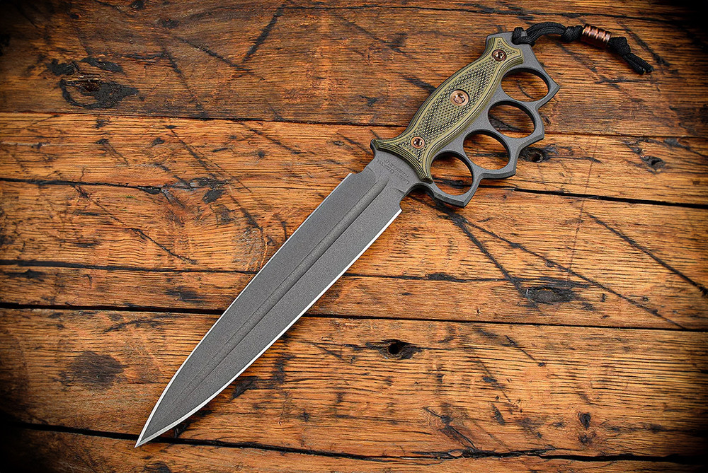 RMJ Tactical Lady Death Cobalt Blade w/ Dirty Olive G-10 Handles
