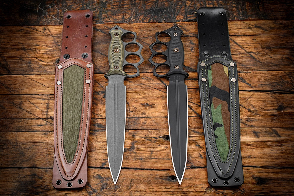 RMJ Tactical Lady Death Cobalt Blade w/ Dirty Olive G-10 Handles