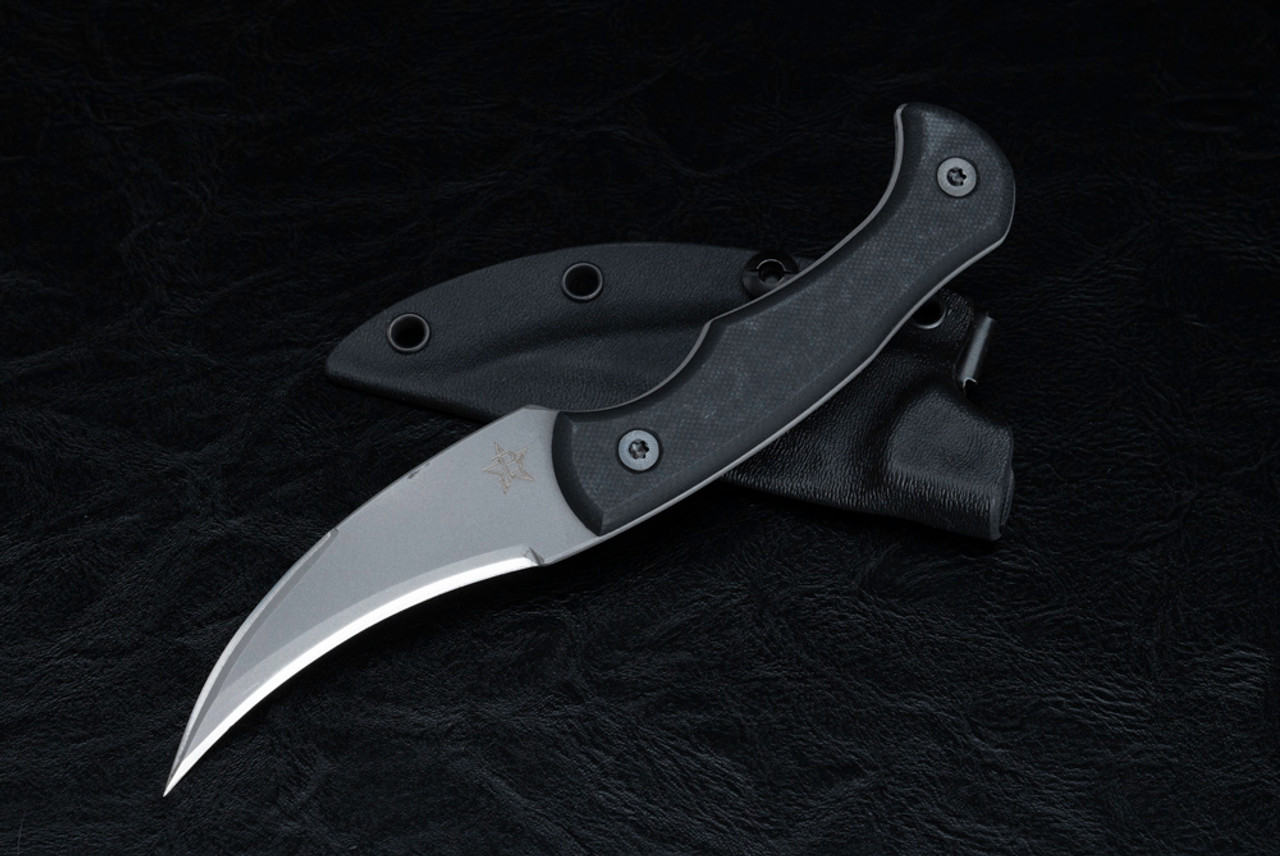 JB Knife and Tool Mini Pik Fixed Blade Knife Bead Blast Finish Blade w/ Double Black G-10 Handles And Kydex