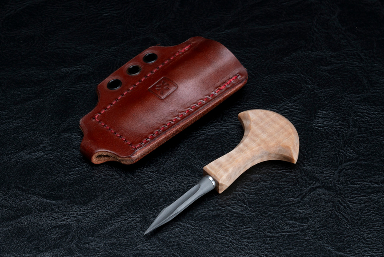 Double X Knives The Golf Tee Push Dagger Arrow Bead Blast Blade w/ Curly  Maple Handle and Leather Sheath - Tactical Elements Inc